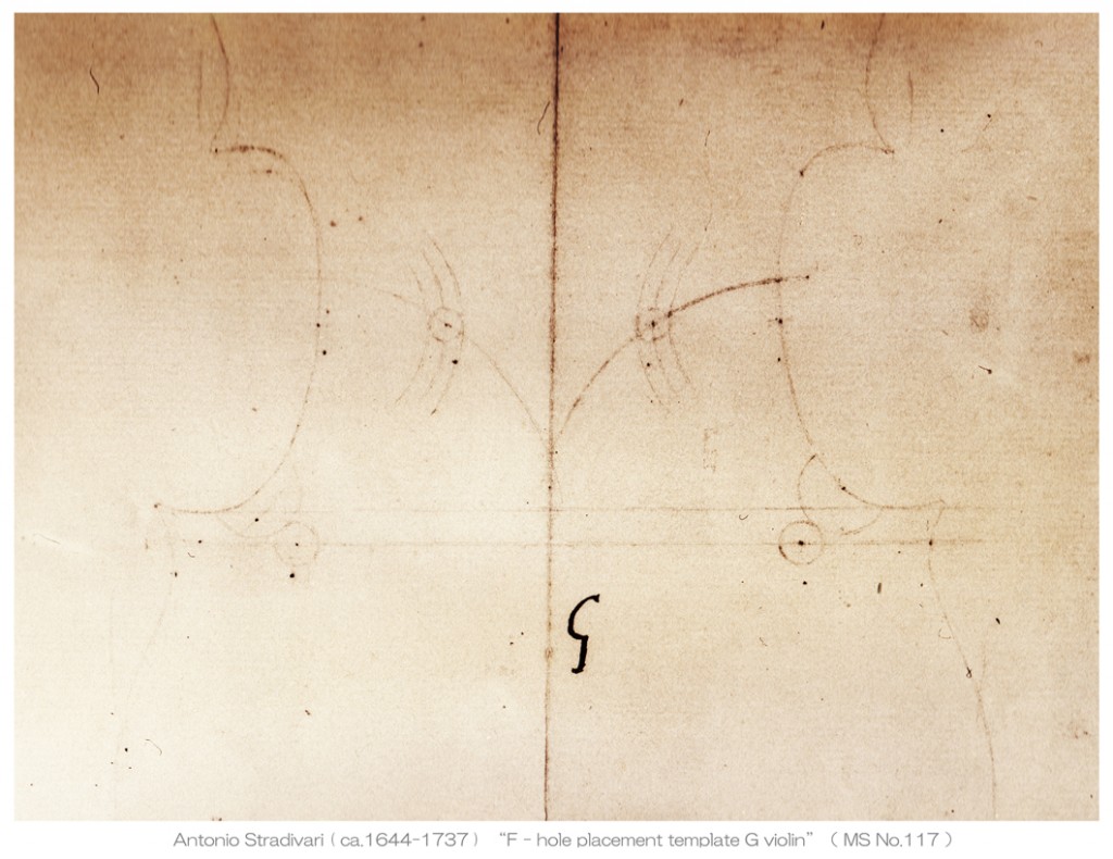 Antonio Stradivari ( c1644-1737 ) F - HOLE placement template G violin ( MS No 117 ) - 1 L